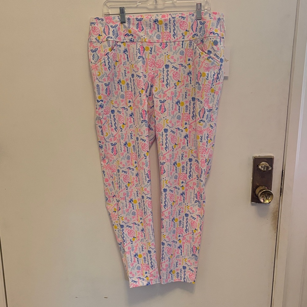 Lilly Pulitzer White Multi Seashell & Flamingo Performance pants